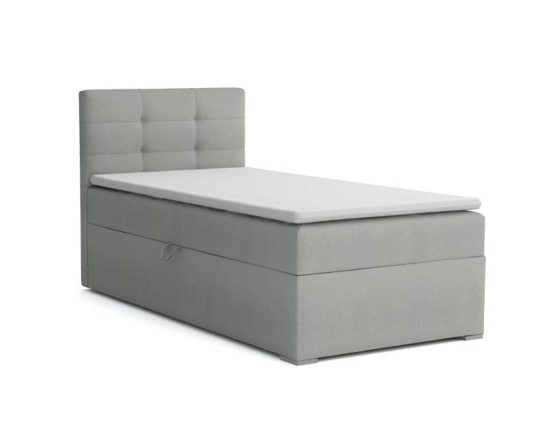 Deine Möbel 24 Boxspringbett FLO Boxbett Einzelbett Polsterbett Jugendbett (Beige Hellgrau Grau Anthrazit Schwarz, 2-St., Bonellfederkernmatratze H3 Taschenfederkernmatratze H4), 90x200 100x200 Veloursstoff von Deine Möbel 24
