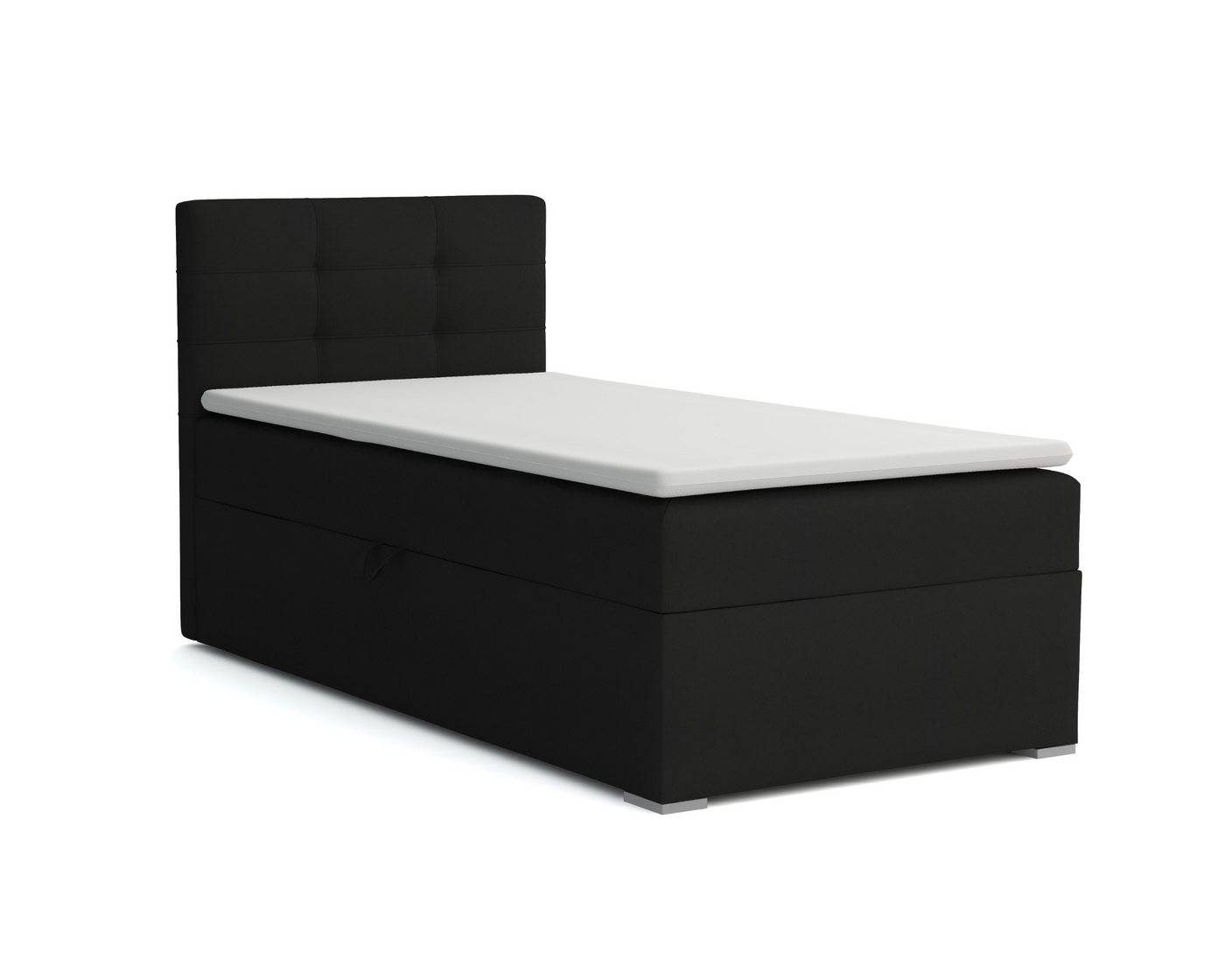 Deine Möbel 24 Boxspringbett FLO Boxbett Einzelbett Polsterbett Jugendbett (Beige Hellgrau Grau Anthrazit Schwarz, 2-St., Bonellfederkernmatratze H3 Taschenfederkernmatratze H4), 90x200 100x200 Veloursstoff von Deine Möbel 24