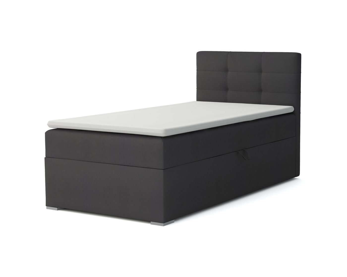 Deine Möbel 24 Boxspringbett FLO Boxbett Einzelbett Polsterbett Jugendbett (Beige Hellgrau Grau Anthrazit Schwarz, 2-St., Bonellfederkernmatratze H3 Taschenfederkernmatratze H4), 90x200 100x200 Veloursstoff von Deine Möbel 24