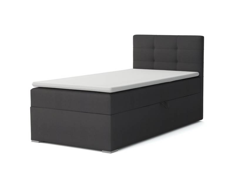 Deine Möbel 24 Boxspringbett FLO Boxbett Einzelbett Polsterbett Jugendbett (Beige Hellgrau Grau Anthrazit Schwarz, 2-St., Bonellfederkernmatratze H3 Taschenfederkernmatratze H4), 90x200 100x200 Veloursstoff von Deine Möbel 24