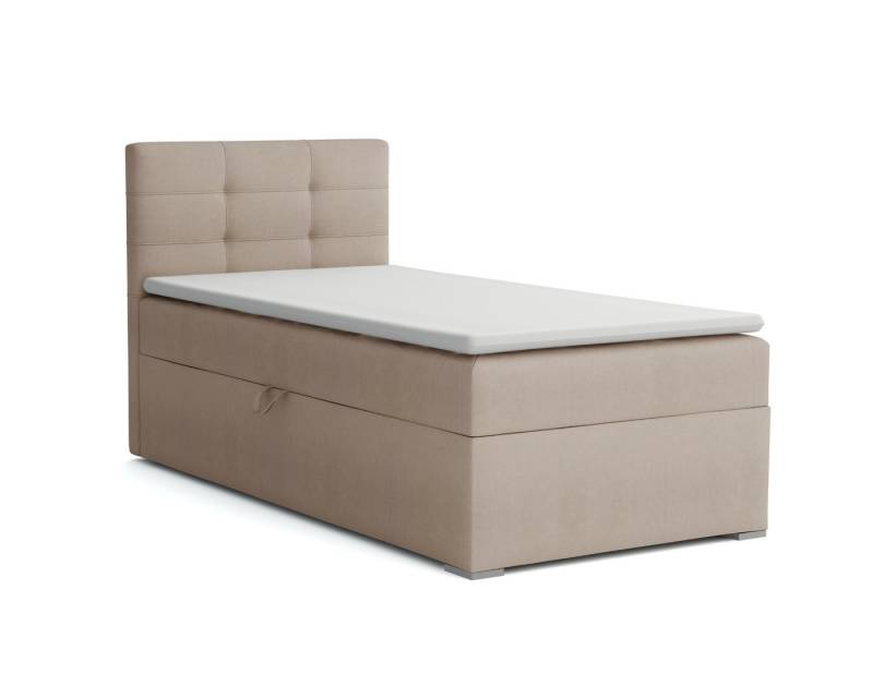 Deine Möbel 24 Boxspringbett FLO Boxbett Einzelbett Polsterbett Jugendbett (Beige Hellgrau Grau Anthrazit Schwarz, 2-St., Bonellfederkernmatratze H3 Taschenfederkernmatratze H4), 90x200 100x200 Veloursstoff von Deine Möbel 24