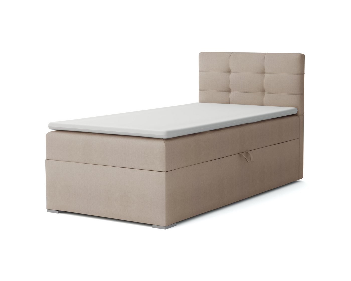 Deine Möbel 24 Boxspringbett FLO Boxbett Einzelbett Polsterbett Jugendbett (Beige Hellgrau Grau Anthrazit Schwarz, 2-St., Bonellfederkernmatratze H3 Taschenfederkernmatratze H4), 90x200 100x200 Veloursstoff von Deine Möbel 24