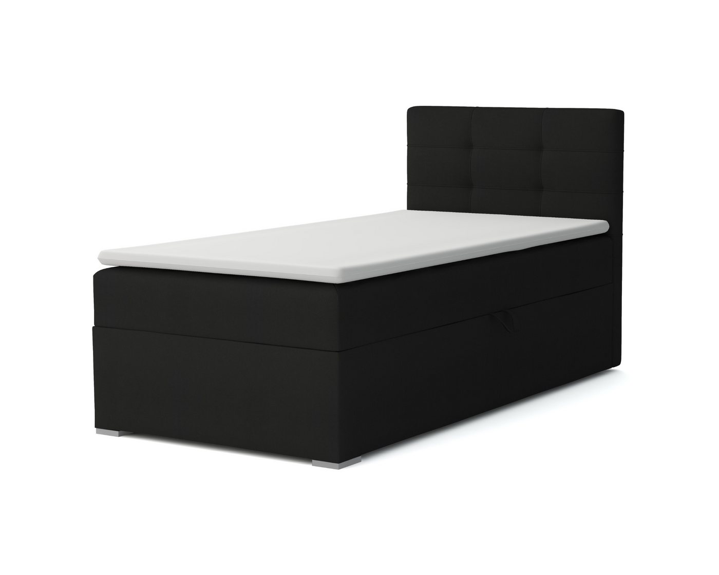 Deine Möbel 24 Boxspringbett FLO Boxbett Einzelbett Polsterbett Jugendbett (Beige Hellgrau Grau Anthrazit Schwarz, 2-St., Bonellfederkernmatratze H3 Taschenfederkernmatratze H4), 90x200 100x200 Veloursstoff von Deine Möbel 24