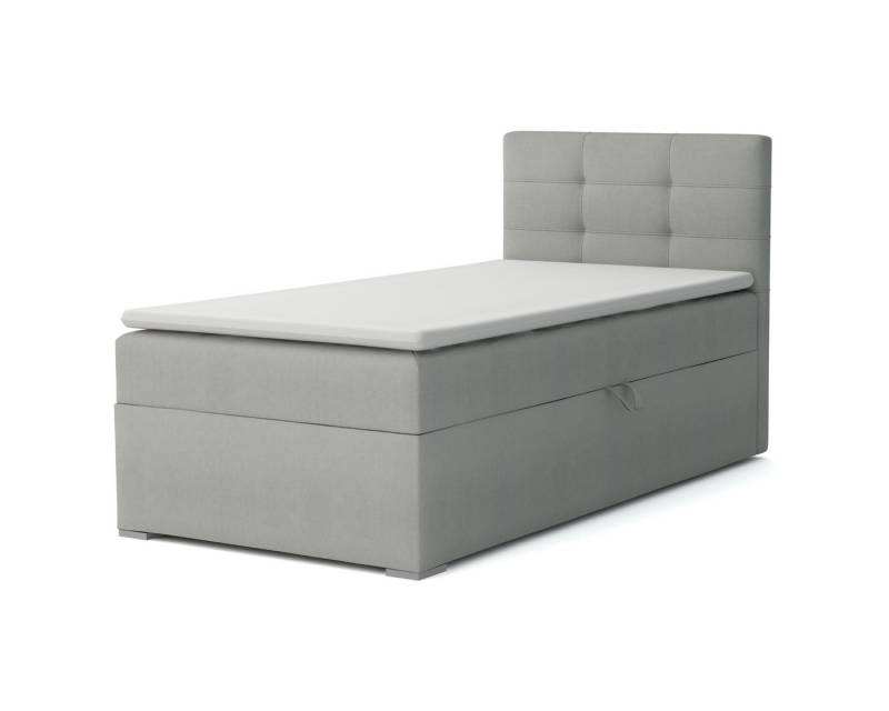 Deine Möbel 24 Boxspringbett FLO Boxbett Einzelbett Polsterbett Jugendbett (Beige Hellgrau Grau Anthrazit Schwarz, 2-St., Bonellfederkernmatratze H3 Taschenfederkernmatratze H4), 90x200 100x200 Veloursstoff von Deine Möbel 24