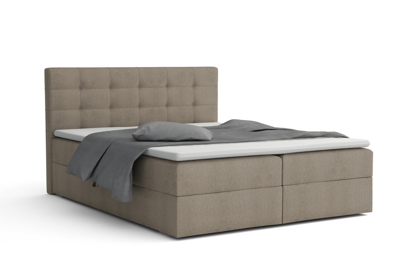 Deine Möbel 24 Boxspringbett FLORIDA Boxbett Schlafzimmerbett Ehebett in Stoff Schlafzimmer (Polsterbett mit Bonnellfederkern-Matratzen H3 Braun Dunkelgrau, 3-St., inkl. Topper, inkl. Bettkästen Beige Schwarz), 140x200 160x200 180x200 200x200 Grau Hellgrau Deine Möbel 24 Boxspringbett FLORIDA Boxbett Schlafzimmerbett Ehebett in Stoff Schlafzimmer (Polsterbett mit Bonnellfederkern-Matratzen H3 Braun Dunkelgrau, 3-St., inkl. Topper, inkl. Bettkästen Beige Schwarz), 140x200 160x200 180x200 200x200 Grau Hellgrau von Deine Möbel 24