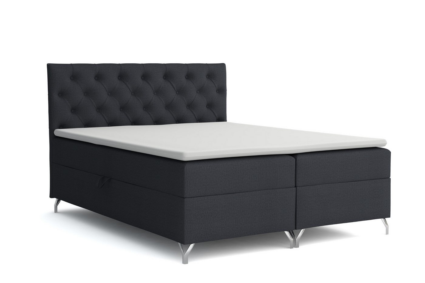 Deine Möbel 24 Boxspringbett GAVI Boxspring Komplettbett Polsterbett Bonellfederkernmatratzen H3 (Beige Grau Dunkelgrau Graphit Schwarz, 3-St., Velour Stoff 120x200 140x200 160x200 180x200 200x200), inkl. Bettkasten Topper Matratzen H3 von Deine Möbel 24