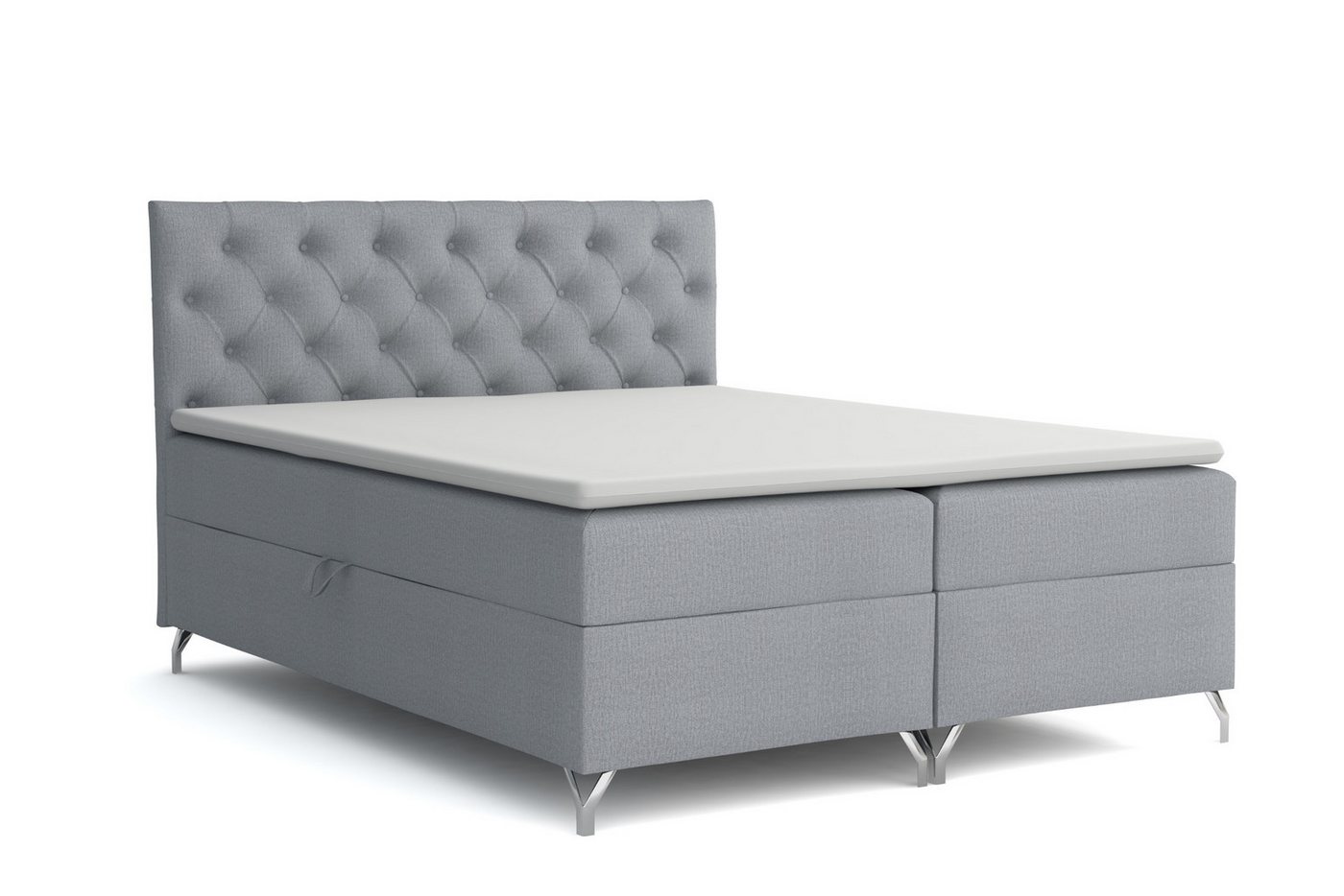 Deine Möbel 24 Boxspringbett GAVI Boxspring Komplettbett Polsterbett Bonellfederkernmatratzen H3 (Beige Grau Dunkelgrau Graphit Schwarz, 3-St., Velour Stoff 120x200 140x200 160x200 180x200 200x200), inkl. Bettkasten Topper Matratzen H3 von Deine Möbel 24
