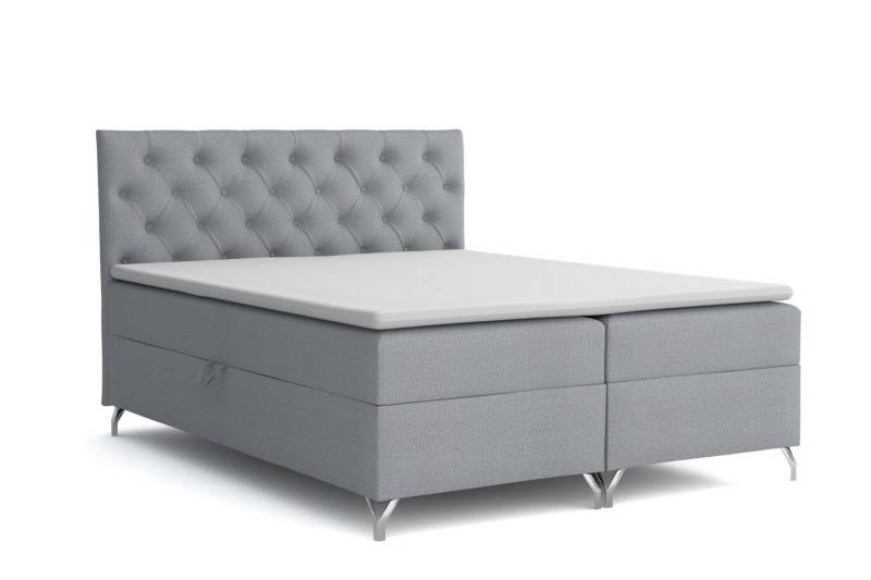 Deine Möbel 24 Boxspringbett GAVI Boxspring Komplettbett Polsterbett Bonellfederkernmatratzen H3 (Beige Grau Dunkelgrau Graphit Schwarz, 3-St., Velour Stoff 120x200 140x200 160x200 180x200 200x200), inkl. Bettkasten Topper Matratzen H3 von Deine Möbel 24