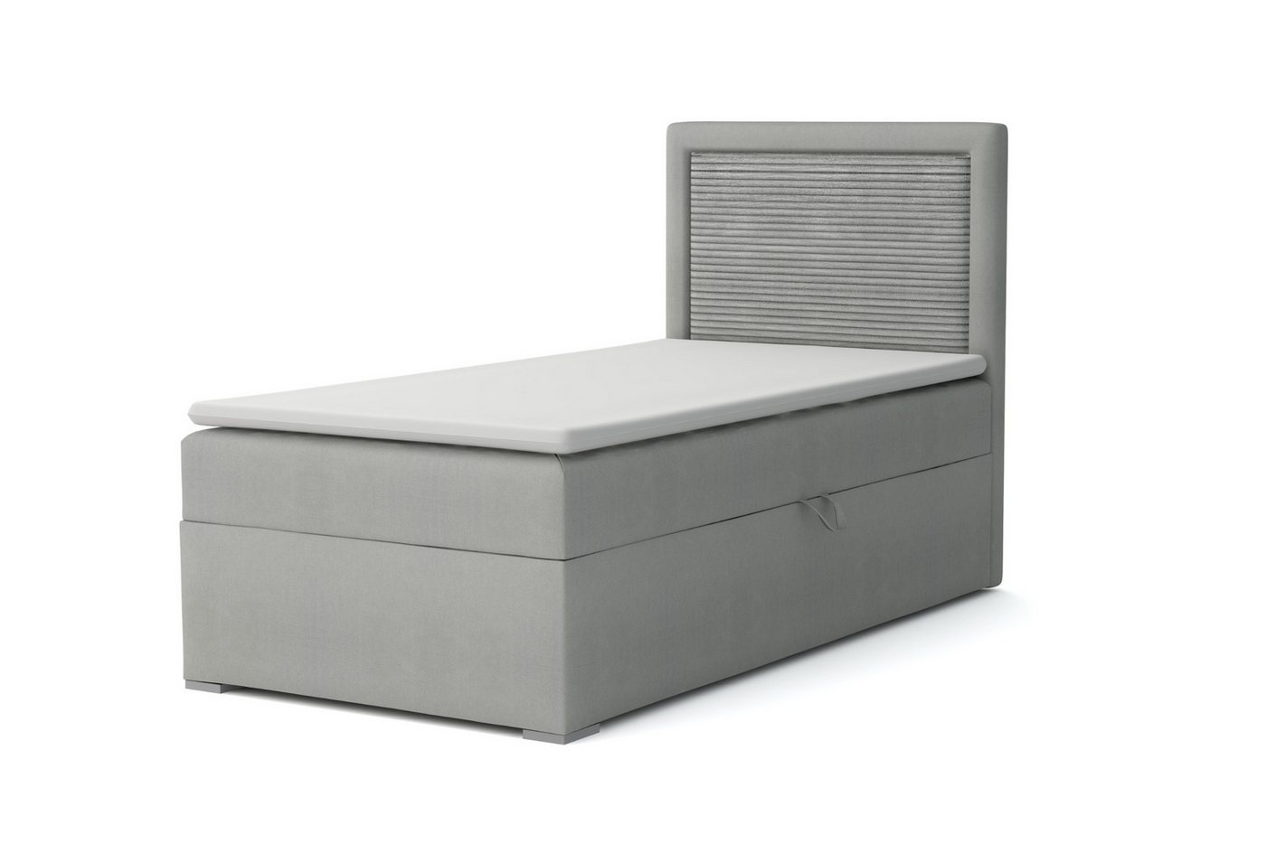 Deine Möbel 24 Boxspringbett JAX Boxbett Einzelbett Polsterbett Jugendbett (Beige Hellgrau Grau Anthrazit Schwarz, 2-St., Bonellfederkernmatratze H3 oder Taschenfederkernmatratze H4), 90x200 100x200 Veloursstoff von Deine Möbel 24