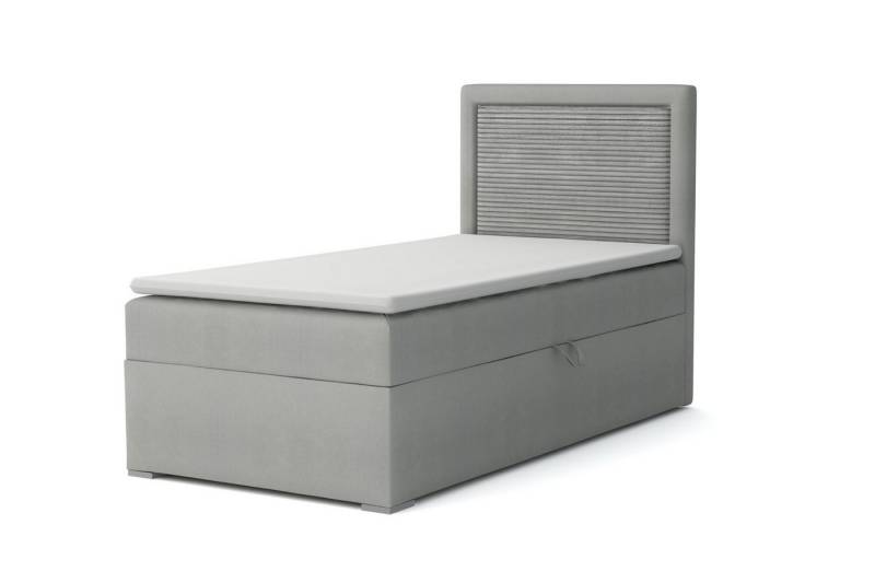 Deine Möbel 24 Boxspringbett JAX Boxbett Einzelbett Polsterbett Jugendbett (Beige Hellgrau Grau Anthrazit Schwarz, 2-St., Bonellfederkernmatratze H3 oder Taschenfederkernmatratze H4), 90x200 100x200 Veloursstoff von Deine Möbel 24