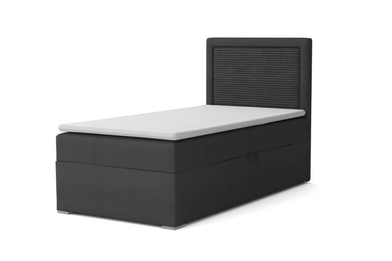 Deine Möbel 24 Boxspringbett JAX Boxbett Einzelbett Polsterbett Jugendbett (Beige Hellgrau Grau Anthrazit Schwarz, 2-St., Bonellfederkernmatratze H3 oder Taschenfederkernmatratze H4), 90x200 100x200 Veloursstoff von Deine Möbel 24