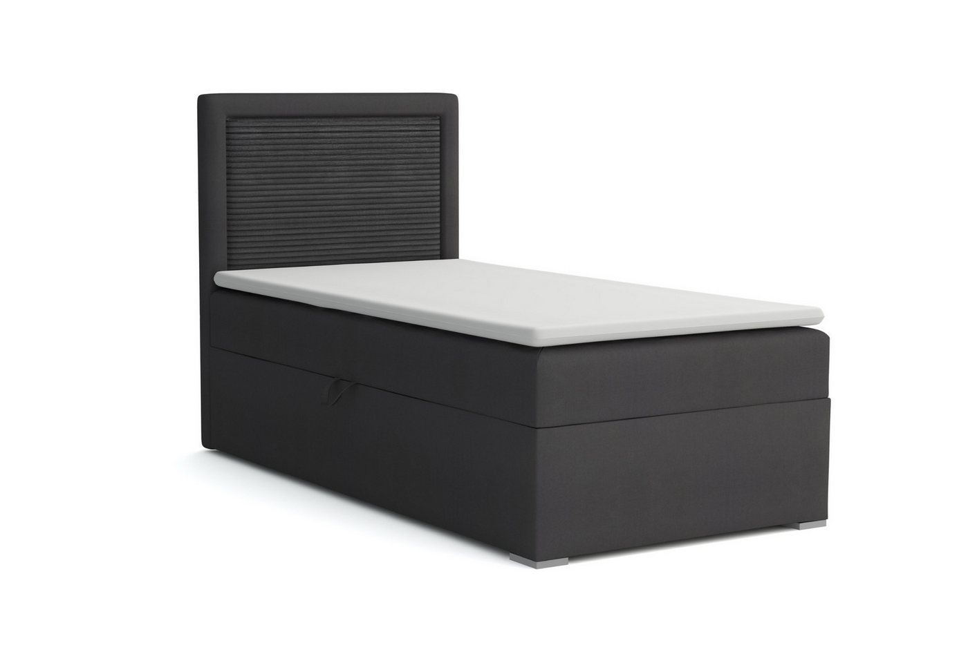 Deine Möbel 24 Boxspringbett JAX Boxbett Einzelbett Polsterbett Jugendbett (Beige Hellgrau Grau Anthrazit Schwarz, 2-St., Bonellfederkernmatratze H3 oder Taschenfederkernmatratze H4), 90x200 100x200 Veloursstoff von Deine Möbel 24