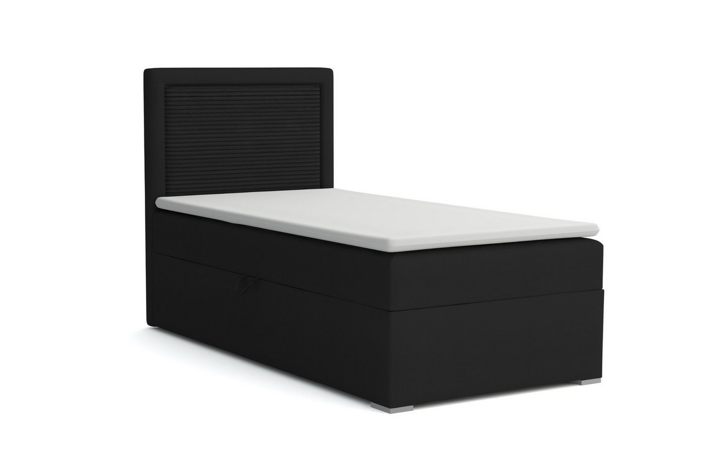 Deine Möbel 24 Boxspringbett JAX Boxbett Einzelbett Polsterbett Jugendbett (Beige Hellgrau Grau Anthrazit Schwarz, 2-St., Bonellfederkernmatratze H3 oder Taschenfederkernmatratze H4), 90x200 100x200 Veloursstoff von Deine Möbel 24