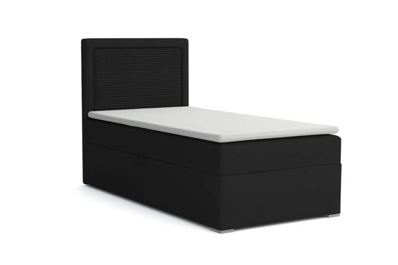 Deine Möbel 24 Boxspringbett JAX Boxbett Einzelbett Polsterbett Jugendbett (Beige Hellgrau Grau Anthrazit Schwarz, 2-St., Bonellfederkernmatratze H3 oder Taschenfederkernmatratze H4), 90x200 100x200 Veloursstoff von Deine Möbel 24