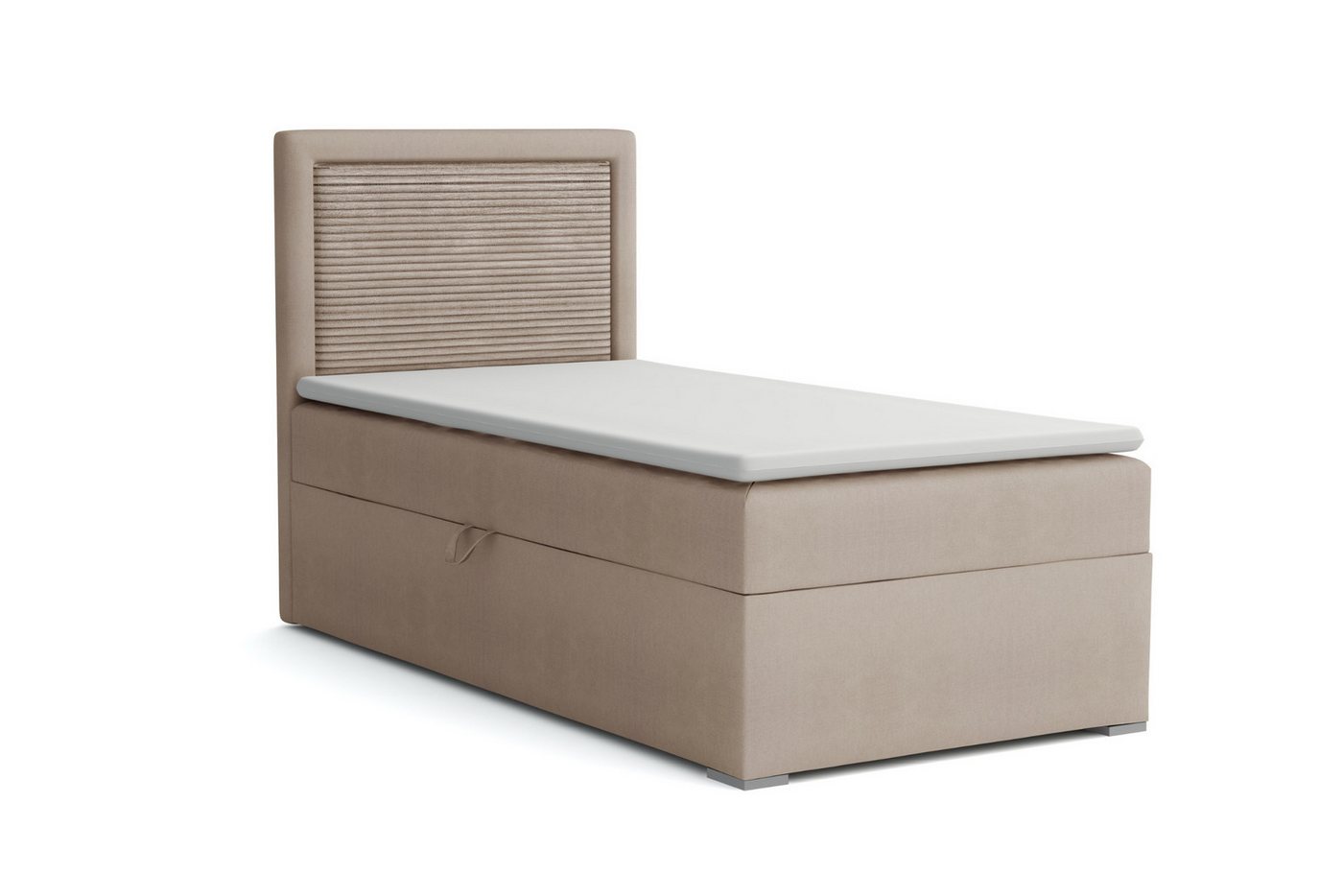 Deine Möbel 24 Boxspringbett JAX Boxbett Einzelbett Polsterbett Jugendbett (Beige Hellgrau Grau Anthrazit Schwarz, 2-St., Bonellfederkernmatratze H3 oder Taschenfederkernmatratze H4), 90x200 100x200 Veloursstoff von Deine Möbel 24