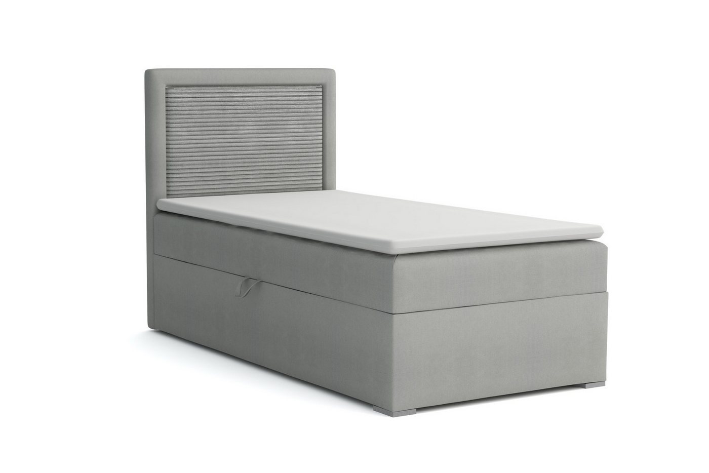 Deine Möbel 24 Boxspringbett JAX Boxbett Einzelbett Polsterbett Jugendbett (Beige Hellgrau Grau Anthrazit Schwarz, 2-St., Bonellfederkernmatratze H3 oder Taschenfederkernmatratze H4), 90x200 100x200 Veloursstoff von Deine Möbel 24