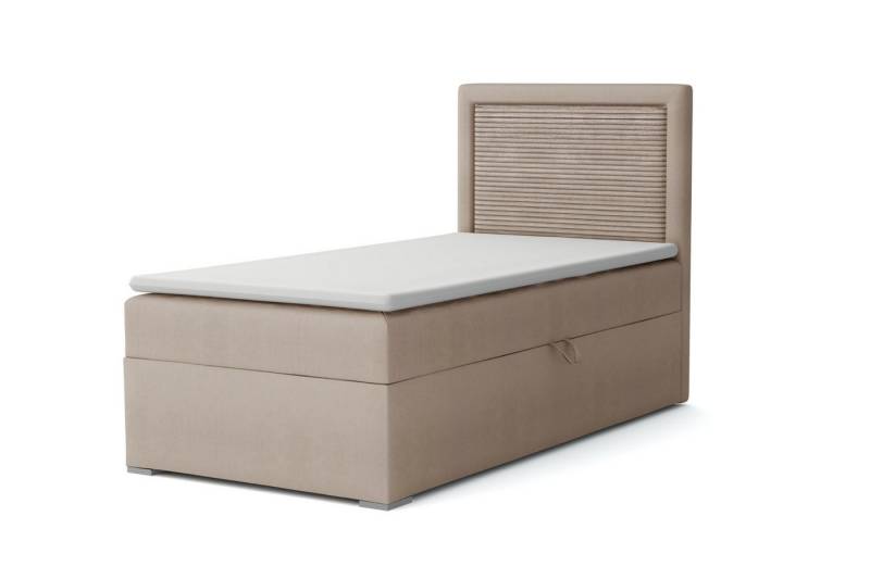 Deine Möbel 24 Boxspringbett JAX Boxbett Einzelbett Polsterbett Jugendbett (Beige Hellgrau Grau Anthrazit Schwarz, 2-St., Bonellfederkernmatratze H3 oder Taschenfederkernmatratze H4), 90x200 100x200 Veloursstoff von Deine Möbel 24