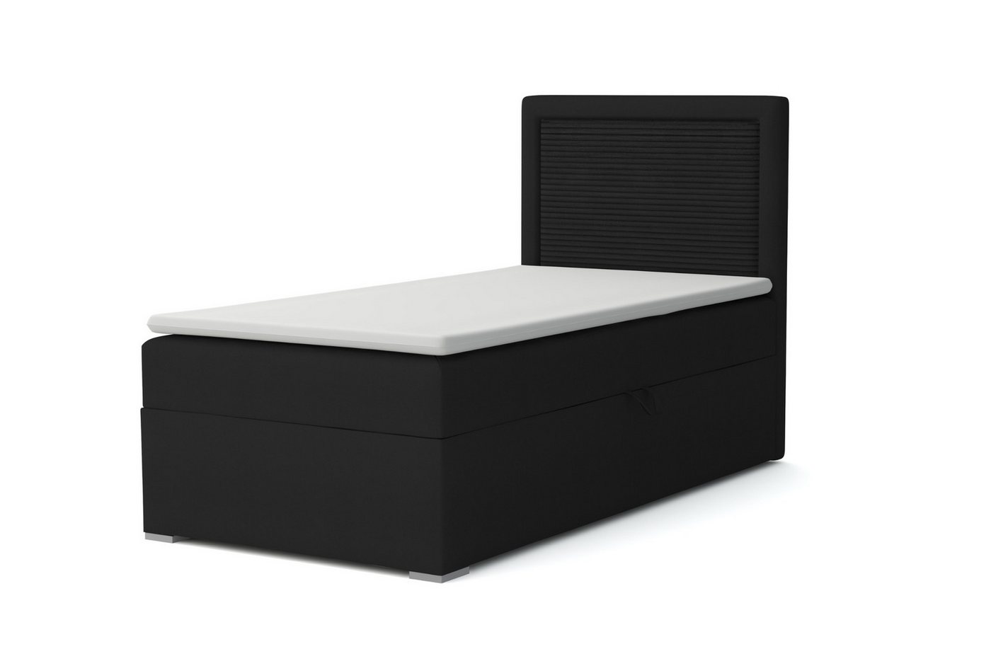 Deine Möbel 24 Boxspringbett JAX Boxbett Einzelbett Polsterbett Jugendbett (Beige Hellgrau Grau Anthrazit Schwarz, 2-St., Bonellfederkernmatratze H3 oder Taschenfederkernmatratze H4), 90x200 100x200 Veloursstoff von Deine Möbel 24