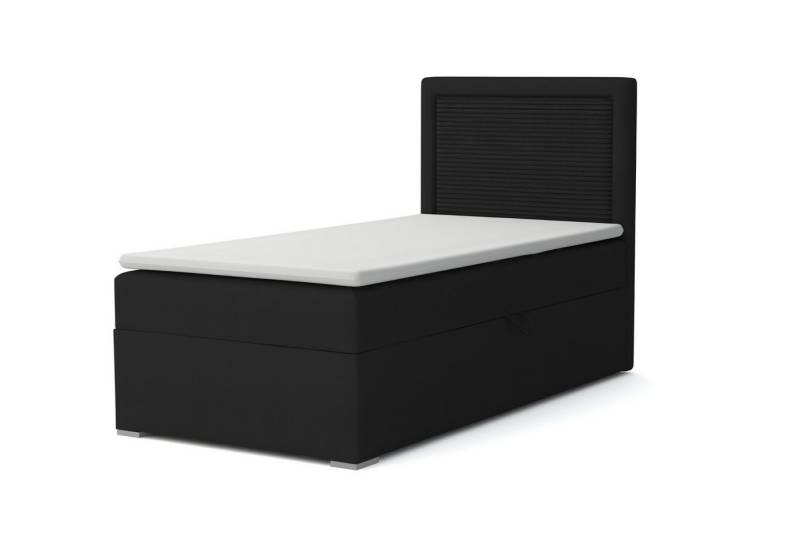 Deine Möbel 24 Boxspringbett JAX Boxbett Einzelbett Polsterbett Jugendbett (Beige Hellgrau Grau Anthrazit Schwarz, 2-St., Bonellfederkernmatratze H3 oder Taschenfederkernmatratze H4), 90x200 100x200 Veloursstoff von Deine Möbel 24