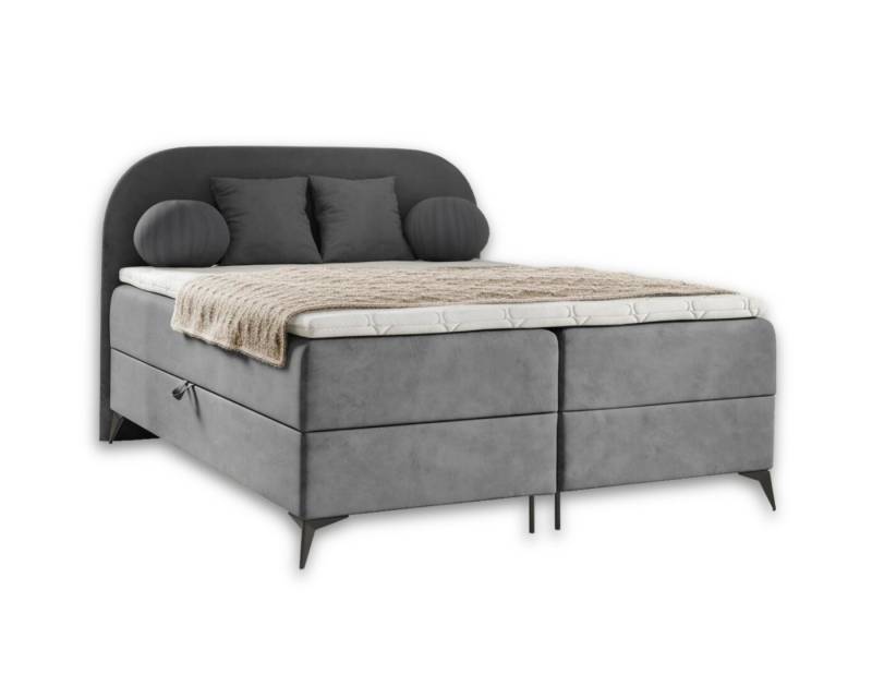 Deine Möbel 24 Boxspringbett JENNY Komplettbett Polsterbett Bett Bonellfederkernmatratzen H3 (Jugendbett Hotelbett Taschenfederkernmatratzen 7 Zonen H4 optional inkl. Kissen, 3-St., Ehebett Matratzen H3 / H4 Velours Samt Beige Grau Blau Türkis Braun), inkl Topper Bettkästen, 100x200 140x200 160x200 180x200 abgerundet von Deine Möbel 24