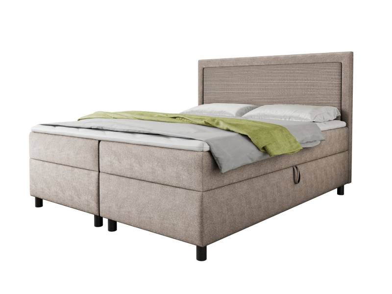 Deine Möbel 24 Boxspringbett JOHN Polsterbett Komplettbett Bett Schlafzimmer Kopfteil Cord (Bonell-Federkernmatratzen H3 Taschenfederkernmatratzen 7 Zonen H4 Stauraum, 3-St., 120x200 140x200 160x200 180x200 200x200), inkl. Bettkasten Topper Beige Grau Graphit Anthrazit Schwarz von Deine Möbel 24