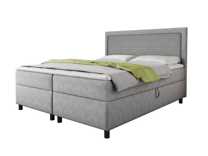Deine Möbel 24 Boxspringbett JOHN Polsterbett Komplettbett Bett Schlafzimmer Kopfteil Cord (Bonell-Federkernmatratzen H3 Taschenfederkernmatratzen 7 Zonen H4 Stauraum, 3-St., 120x200 140x200 160x200 180x200 200x200), inkl. Bettkasten Topper Beige Grau Graphit Anthrazit Schwarz von Deine Möbel 24