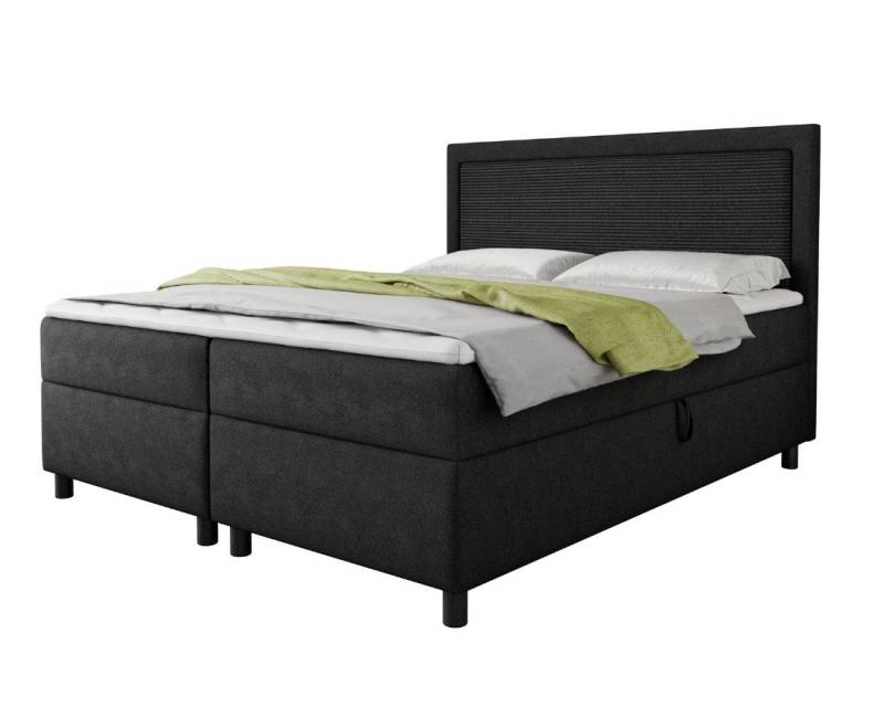 Deine Möbel 24 Boxspringbett JOHN Polsterbett Komplettbett Bett Schlafzimmer Kopfteil Cord (Bonell-Federkernmatratzen H3 Taschenfederkernmatratzen 7 Zonen H4 Stauraum, 3-St., 120x200 140x200 160x200 180x200 200x200), inkl. Bettkasten Topper Beige Grau Graphit Anthrazit Schwarz von Deine Möbel 24