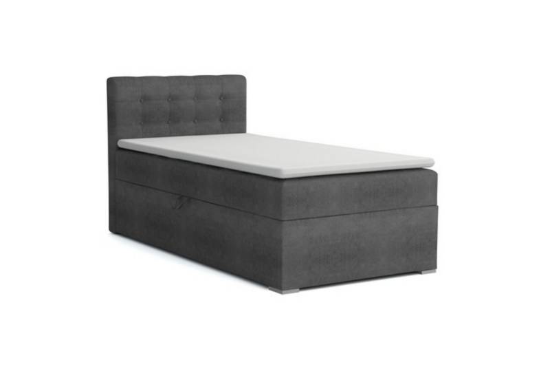 Deine Möbel 24 Boxspringbett JUNG 3 Polsterbett Jungendbett inkl. Matratzen H3 / H4 inkl. Topper (Boxbett für Jugendliche Creme Grau Beige Hellgrau Dunkegrau Anthrazit Schwarz, 3-St., Bonellfederkernmatratze H3 Taschenfederkernmatratze H4), 90x200 100x200 Veloursstoff Einzelbett Boxspring Hotelbett von Deine Möbel 24