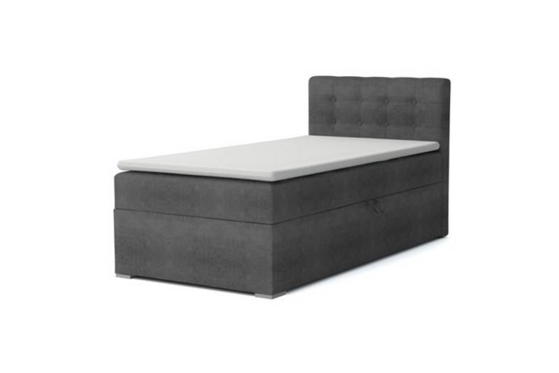 Deine Möbel 24 Boxspringbett JUNG 3 Polsterbett Jungendbett inkl. Matratzen H3 / H4 inkl. Topper (Boxbett für Jugendliche Creme Grau Beige Hellgrau Dunkegrau Anthrazit Schwarz, 3-St., Bonellfederkernmatratze H3 Taschenfederkernmatratze H4), 90x200 100x200 Veloursstoff Einzelbett Boxspring Hotelbett von Deine Möbel 24