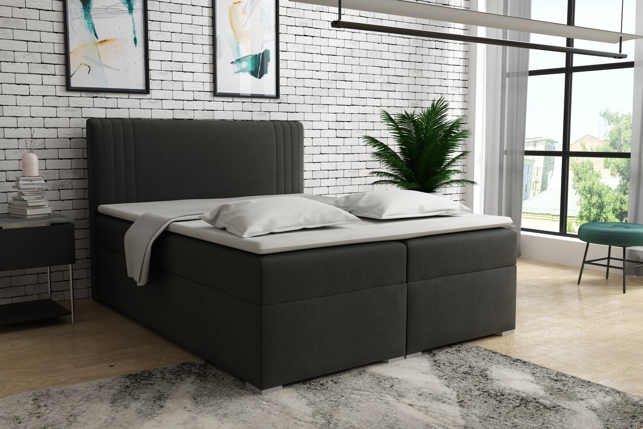 Deine Möbel 24 Boxspringbett KAI Komplettbett Polsterbett inkl. Bonellfederkernmatratzen H3 (Boxbett, 120x200 140x200 160x200 180x200 200x200 Matratzen H4 optional), mit Bettkasten und Topper verschiedene Größen und Härtegraden von Deine Möbel 24