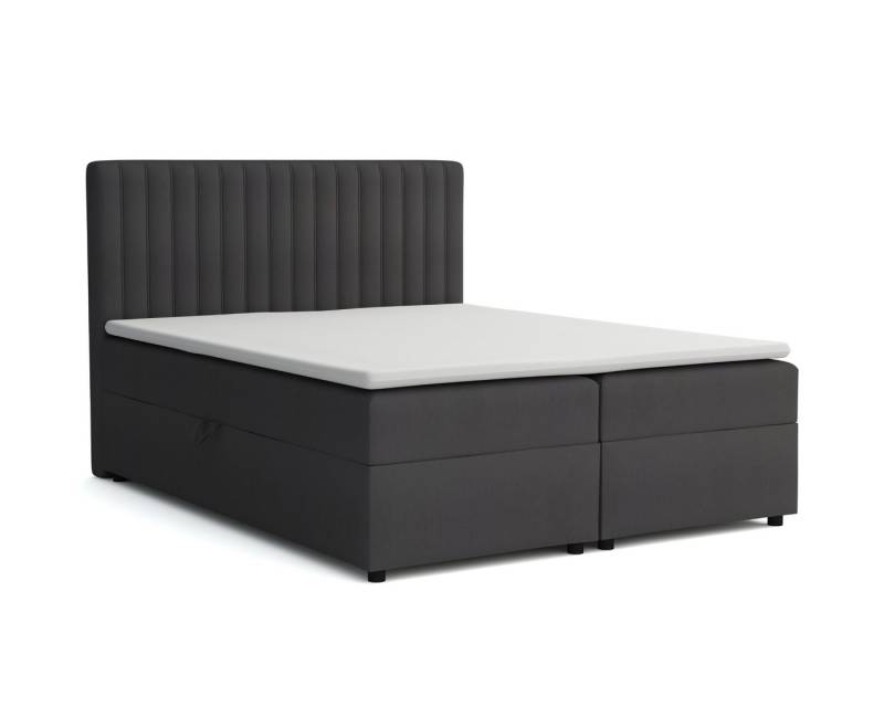 Deine Möbel 24 Boxspringbett KATI Komplettbett Polsterbett Bett Bonellfederkernmatratzen H3 (Taschenfederkernmatratzen 7 Zonen H4 optional Samt Velour, 3-St., Ehebett Matratzen H3 / H4 zur Auswahl Beige Grau Hellgrau Dunkelgrau), inkl Topper Bettkästen, 120x200 140x200 160x200 180x200 200x200 von Deine Möbel 24