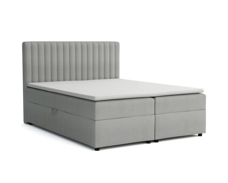 Deine Möbel 24 Boxspringbett KATI Komplettbett Polsterbett Bett Bonellfederkernmatratzen H3 (Taschenfederkernmatratzen 7 Zonen H4 optional Samt Velour, 3-St., Ehebett Matratzen H3 / H4 zur Auswahl Beige Grau Hellgrau Dunkelgrau), inkl Topper Bettkästen, 120x200 140x200 160x200 180x200 200x200 von Deine Möbel 24