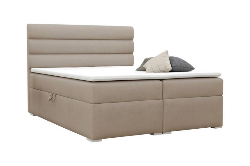 Deine Möbel 24 Boxspringbett KORNEL 120x200 140x200 160x200 180x200 200x200 Ehebett Bett (Creme Beige Grau Hellgrau Graphit Schwarz, 3-St., Boxspring inkl. Bonell-Federkernmatratzen H3, inkl. Kaltschaum-Topper), Boxbett Polsterbett Komplettbett Matratze H3 / H4 zur Auswahl von Deine Möbel 24