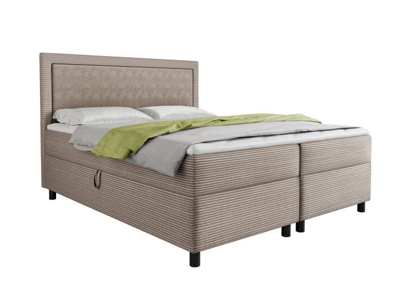 Deine Möbel 24 Boxspringbett LARS 120x200 140x200 160x200 180x200 200x200 cm (Bonell-Federkernmatratzen H3 Taschenfederkernmatratzen 7 Zonen H4, 3-St., Polsterbett Komplettbett Bett Schlafzimmer inkl. Topper), Beige Grau Graphit Anthrazit Schwarz Graphit Stauraum Bettkasten von Deine Möbel 24