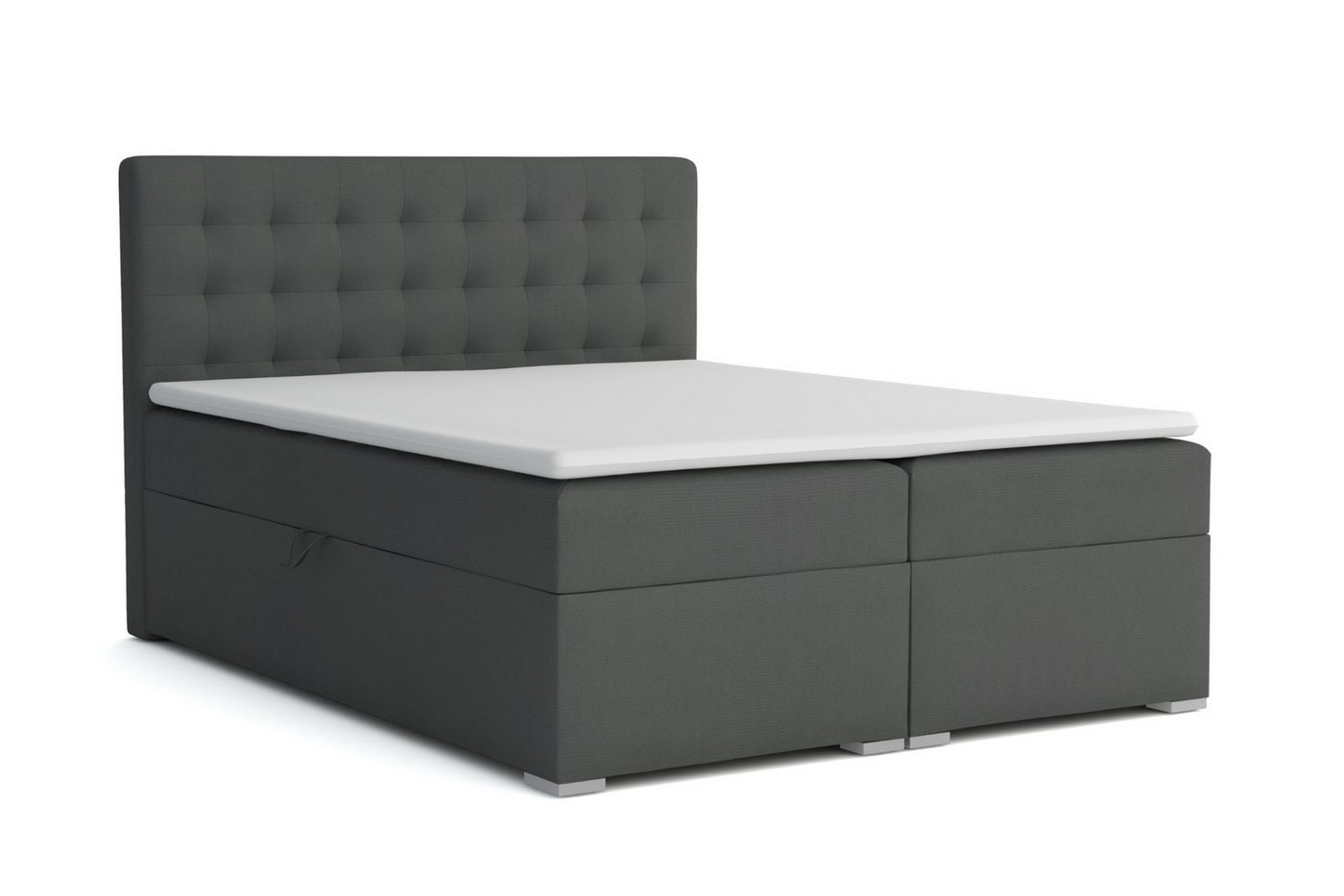 Deine Möbel 24 Boxspringbett LIVIA Boxspring Komplettbett Polsterbett Bonellfederkernmatratzen H3 (Creme Beige Hellgrau Grau Anthrazit Graphit Schwarz, 3-St., Boxbett 120x200 140x200 160x200 180x200 200x200), inkl. Bettkasten Topper Matratzen H3 H4 zur Ausawhl von Deine Möbel 24