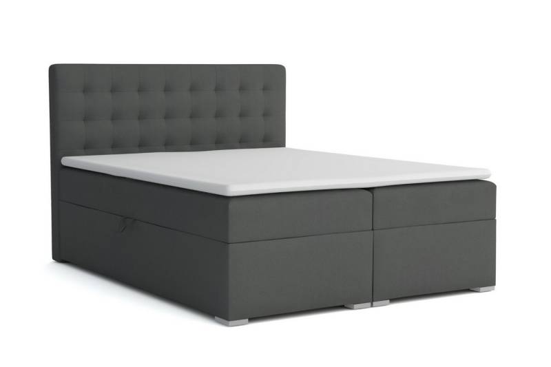 Deine Möbel 24 Boxspringbett LIVIA Boxspring Komplettbett Polsterbett Bonellfederkernmatratzen H3 (Creme Beige Hellgrau Grau Anthrazit Graphit Schwarz, 3-St., Boxbett 120x200 140x200 160x200 180x200 200x200), inkl. Bettkasten Topper Matratzen H3 H4 zur Ausawhl von Deine Möbel 24