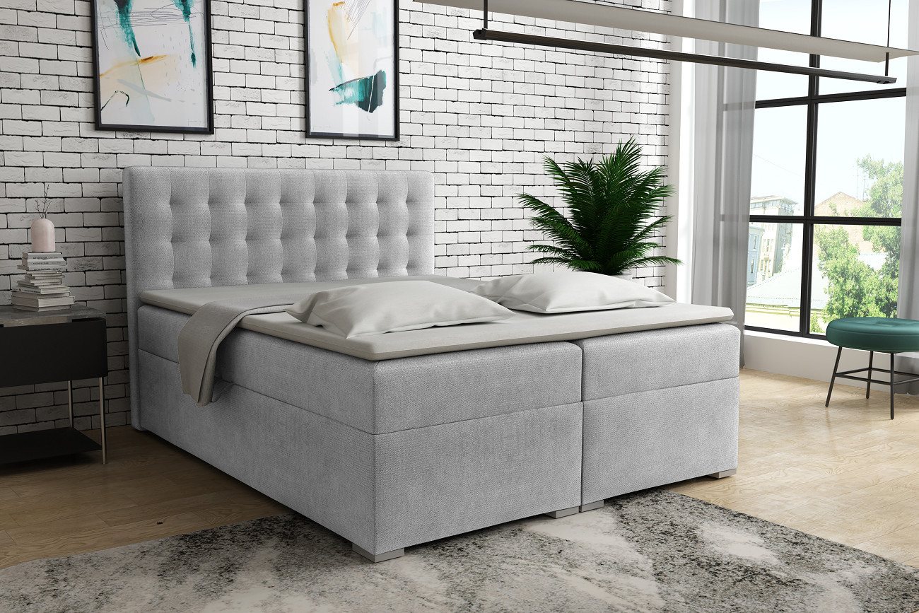 Deine Möbel 24 Boxspringbett LIVIA Boxspring Komplettbett Polsterbett Bonellfederkernmatratzen H3 (Boxbett 120x200 140x200 160x200 180x200 200x200), inkl. Bettkasten Topper Matratzen H3 H4 zur Ausawhl von Deine Möbel 24