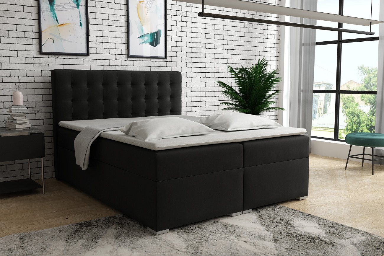 Deine Möbel 24 Boxspringbett LIVIA Boxspring Komplettbett Polsterbett Bonellfederkernmatratzen H3 (Boxbett 120x200 140x200 160x200 180x200 200x200), inkl. Bettkasten Topper Matratzen H3 H4 zur Ausawhl von Deine Möbel 24