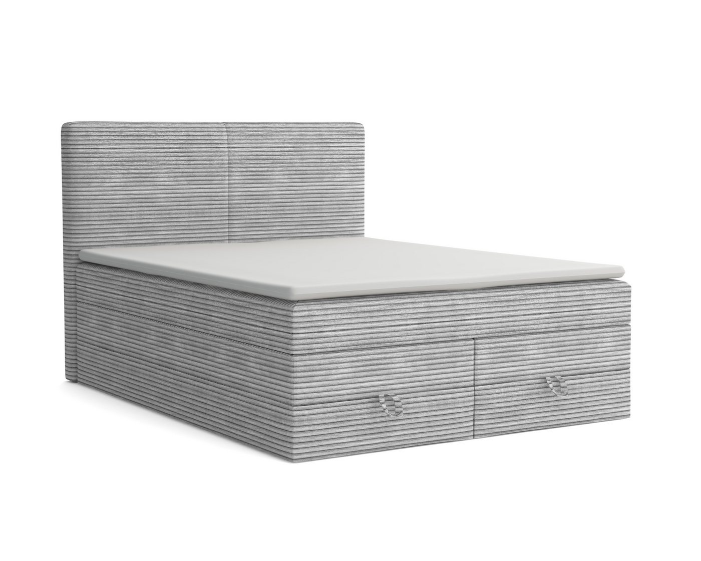 Deine Möbel 24 Boxspringbett LOFT DUO Boxspring Komplettbett Polsterbett Bonellfederkernmatratzen (ganz in Cord Cord-Samt, 2 Bonellfederkernmatratzen H3 + 1 Taschenfederkenmatratze H3), 140x200 160x200 180x200 180x200 200x200 inkl. Bettkasten von Deine Möbel 24