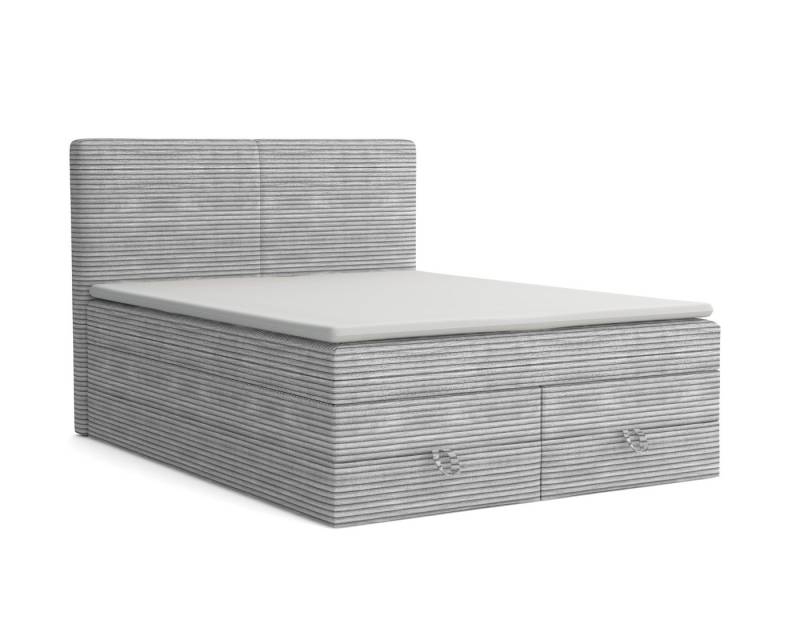 Deine Möbel 24 Boxspringbett LOFT DUO Boxspring Komplettbett Polsterbett Bonellfederkernmatratzen (ganz in Cord Cord-Samt, 2 Bonellfederkernmatratzen H3 + 1 Taschenfederkenmatratze H3), 140x200 160x200 180x200 180x200 200x200 inkl. Bettkasten von Deine Möbel 24