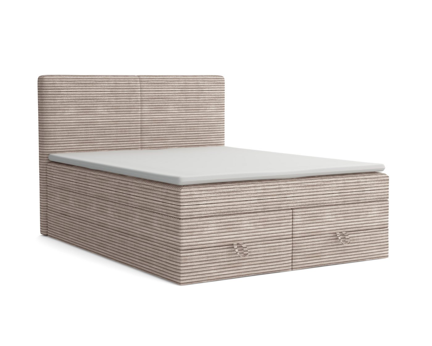 Deine Möbel 24 Boxspringbett LOFT DUO Boxspring Komplettbett Polsterbett Bonellfederkernmatratzen (ganz in Cord Cord-Samt, 2 Bonellfederkernmatratzen H3 + 1 Taschenfederkenmatratze H3), 140x200 160x200 180x200 180x200 200x200 inkl. Bettkasten von Deine Möbel 24