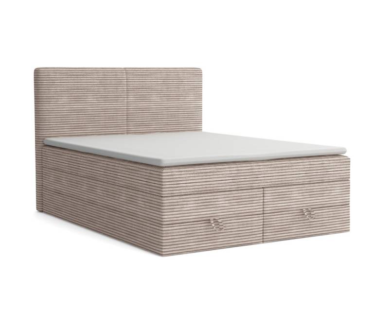 Deine Möbel 24 Boxspringbett LOFT DUO Boxspring Komplettbett Polsterbett Bonellfederkernmatratzen (ganz in Cord Cord-Samt, 2 Bonellfederkernmatratzen H3 + 1 Taschenfederkenmatratze H3), 140x200 160x200 180x200 180x200 200x200 inkl. Bettkasten von Deine Möbel 24