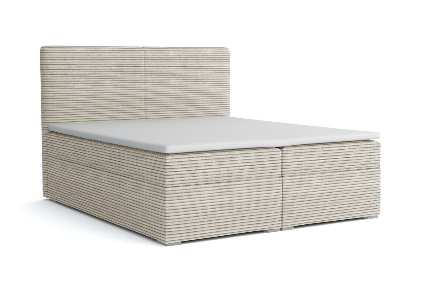 Deine Möbel 24 Boxspringbett LOFT III Boxspring Komplettbett Polsterbett Bonellfederkernmatratzen (Schwarz Graphit, 3-St., Boxbett Cord Cord-Samt 120x200 140x200 160x200 180x200 200x200), inkl. Bettkasten Topper Matratzen H3 H4 Beige Creme Grau von Deine Möbel 24