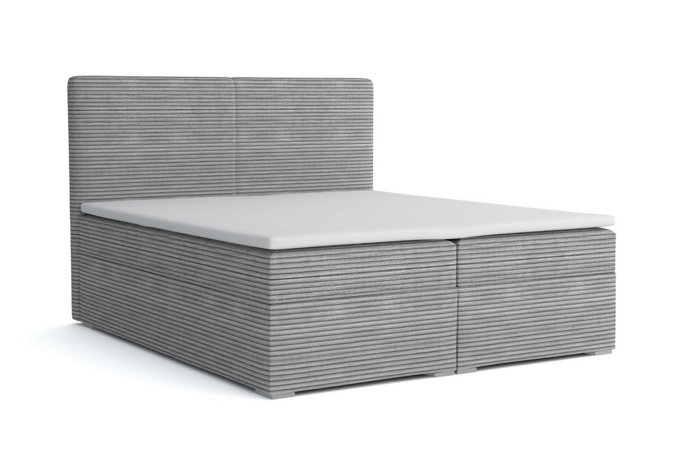 Deine Möbel 24 Boxspringbett LOFT III Boxspring Komplettbett Polsterbett Bonellfederkernmatratzen (Schwarz Graphit, 3-St., Boxbett Cord Cord-Samt 120x200 140x200 160x200 180x200 200x200), inkl. Bettkasten Topper Matratzen H3 H4 Beige Creme Grau von Deine Möbel 24