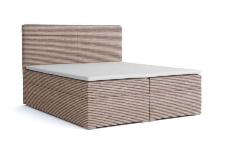 Deine Möbel 24 Boxspringbett LOFT III Boxspring Komplettbett Polsterbett Bonellfederkernmatratzen (Schwarz Graphit, 3-St., Boxbett Cord Cord-Samt 120x200 140x200 160x200 180x200 200x200), inkl. Bettkasten Topper Matratzen H3 H4 Beige Creme Grau von Deine Möbel 24