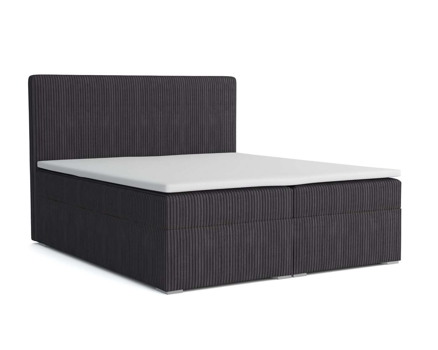 Deine Möbel 24 Boxspringbett LOFT IV Boxspring Komplettbett Polsterbett Bonellfederkernmatratzen (Beige Creme Grau Dunkelgrau Graphit Schwarz, 3-St., Boxbett Cord Cord-Samt 120x200 140x200 160x200 180x200 200x200), inkl. Bettkasten Topper Matratzen H3 H4 von Deine Möbel 24