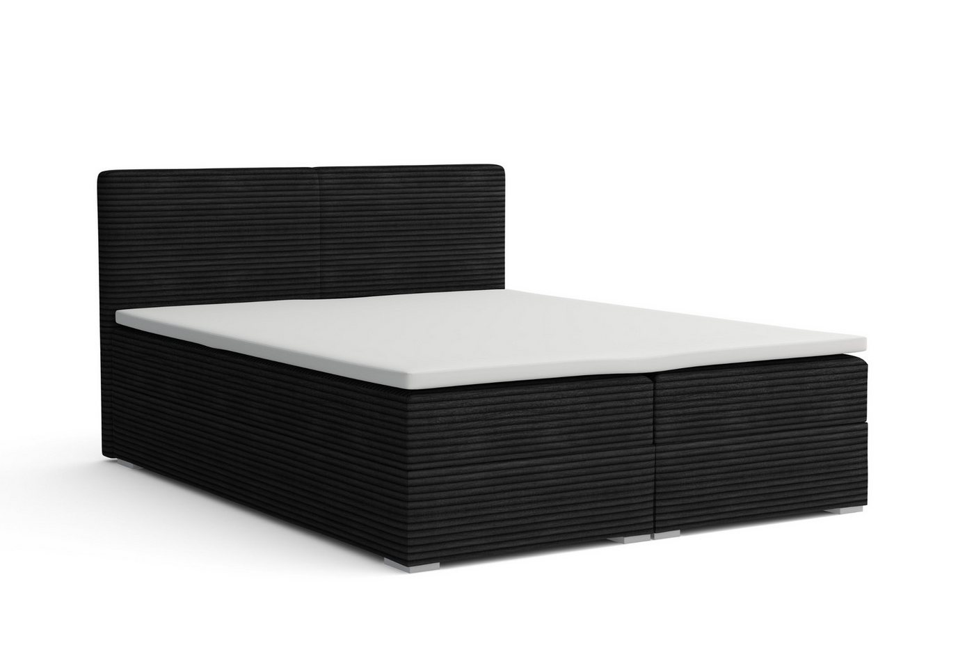 Deine Möbel 24 Boxspringbett LON III mit Bettkasten, Polsterbett mit Topper, Kompletbett (Boxbett mit Bonell-Federkern H3 oder Taschen-Federkernmatratzen H4, 1-St., Cord-Stoff Beige Creme Grau Dunkelgrau Graphit Schwarz), Größen: 140x200 160x200 180x200 200x200 von Deine Möbel 24