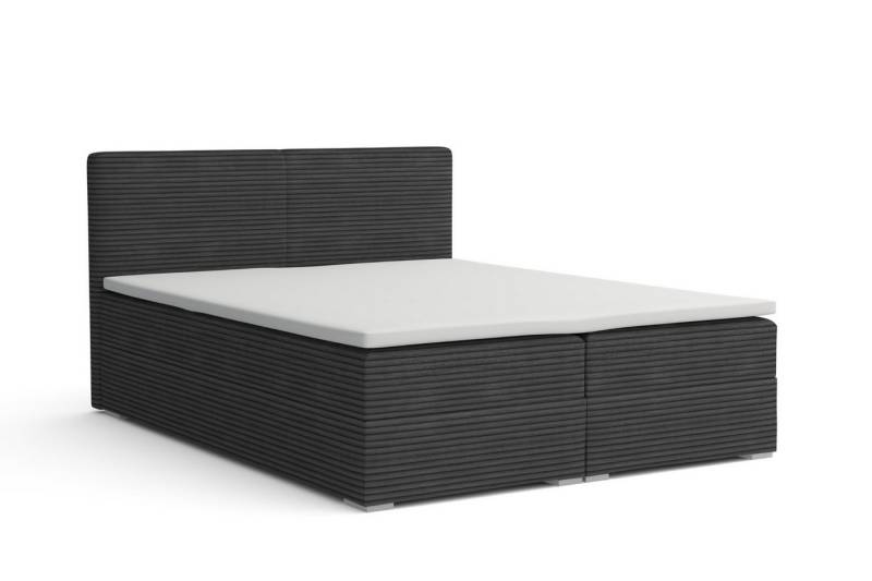 Deine Möbel 24 Boxspringbett LON III mit Bettkasten, Polsterbett mit Topper, Kompletbett (Boxbett mit Bonell-Federkern H3 oder Taschen-Federkernmatratzen H4, 1-St., Cord-Stoff Beige Creme Grau Dunkelgrau Graphit Schwarz), Größen: 140x200 160x200 180x200 200x200 von Deine Möbel 24