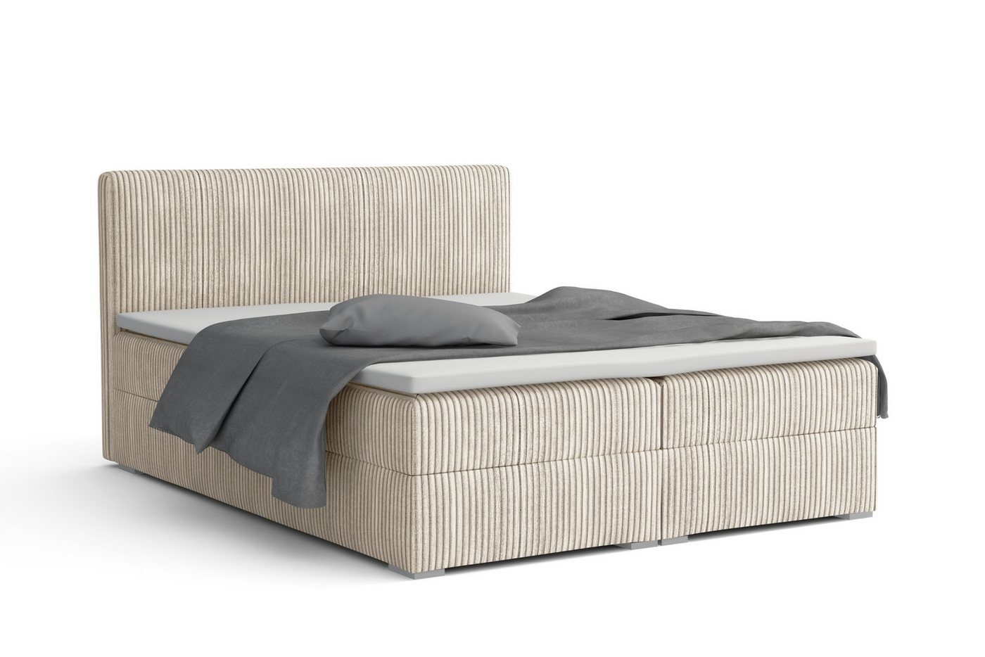 Deine Möbel 24 Boxspringbett LON IV Boxspring Komplettbett Polsterbett Bonellfederkernmatratzen (Cord Beige Creme Grau Dunkelgrau Graphit Schwarz, 3-St., Boxbett Cord Cord-Samt 140x200 160x200 180x200 200x200), inkl. Bettkasten Topper Matratzen H3 H4 Deine Möbel 24 Boxspringbett LON IV Boxspring Komplettbett Polsterbett Bonellfederkernmatratzen (Cord Beige Creme Grau Dunkelgrau Graphit Schwarz, 3-St., Boxbett Cord Cord-Samt 140x200 160x200 180x200 200x200), inkl. Bettkasten Topper Matratzen H3 H4 von Deine Möbel 24