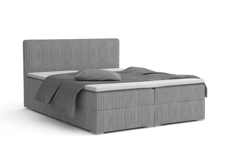Deine Möbel 24 Boxspringbett LON IV Boxspring Komplettbett Polsterbett Bonellfederkernmatratzen (Cord Beige Creme Grau Dunkelgrau Graphit Schwarz, 3-St., Boxbett Cord Cord-Samt 140x200 160x200 180x200 200x200), inkl. Bettkasten Topper Matratzen H3 H4 von Deine Möbel 24